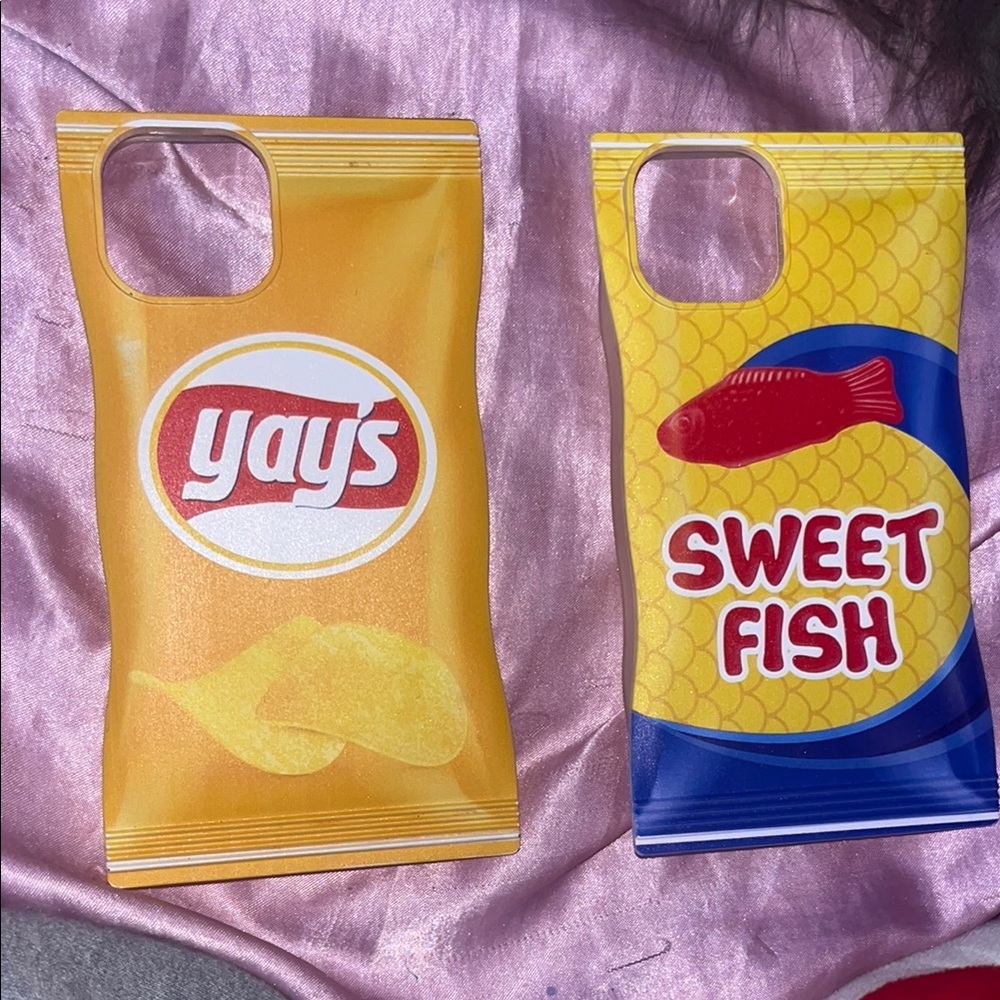 Yellow and Blue Snack-Themed Phone Cases